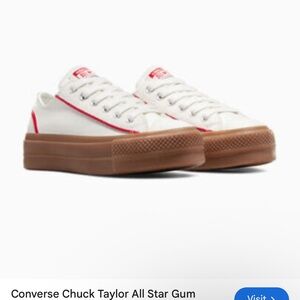Converse White and Red Sneakers with Gum Sole